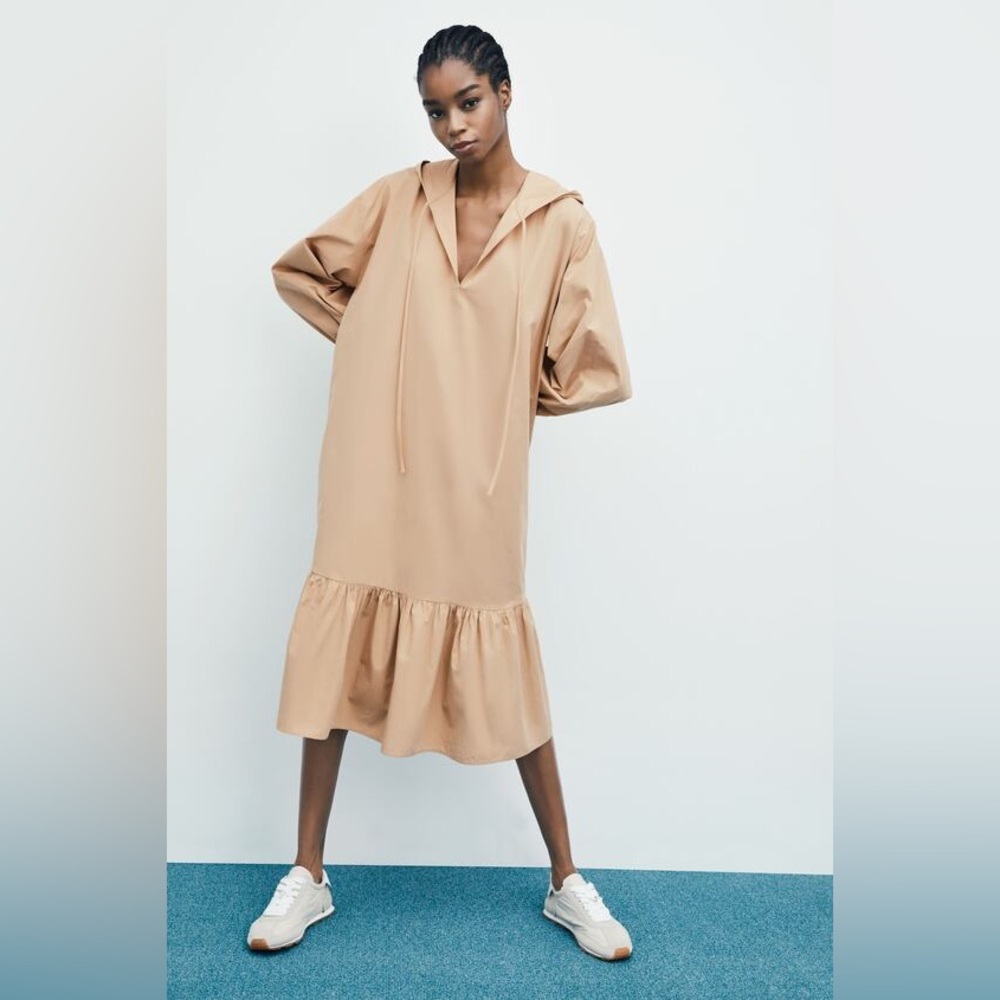 Zara Tan Hooded Dress